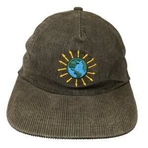Uma Umaverse Snapback 5 Panel Cap Green One Size Adjustable Corduroy Embroidered